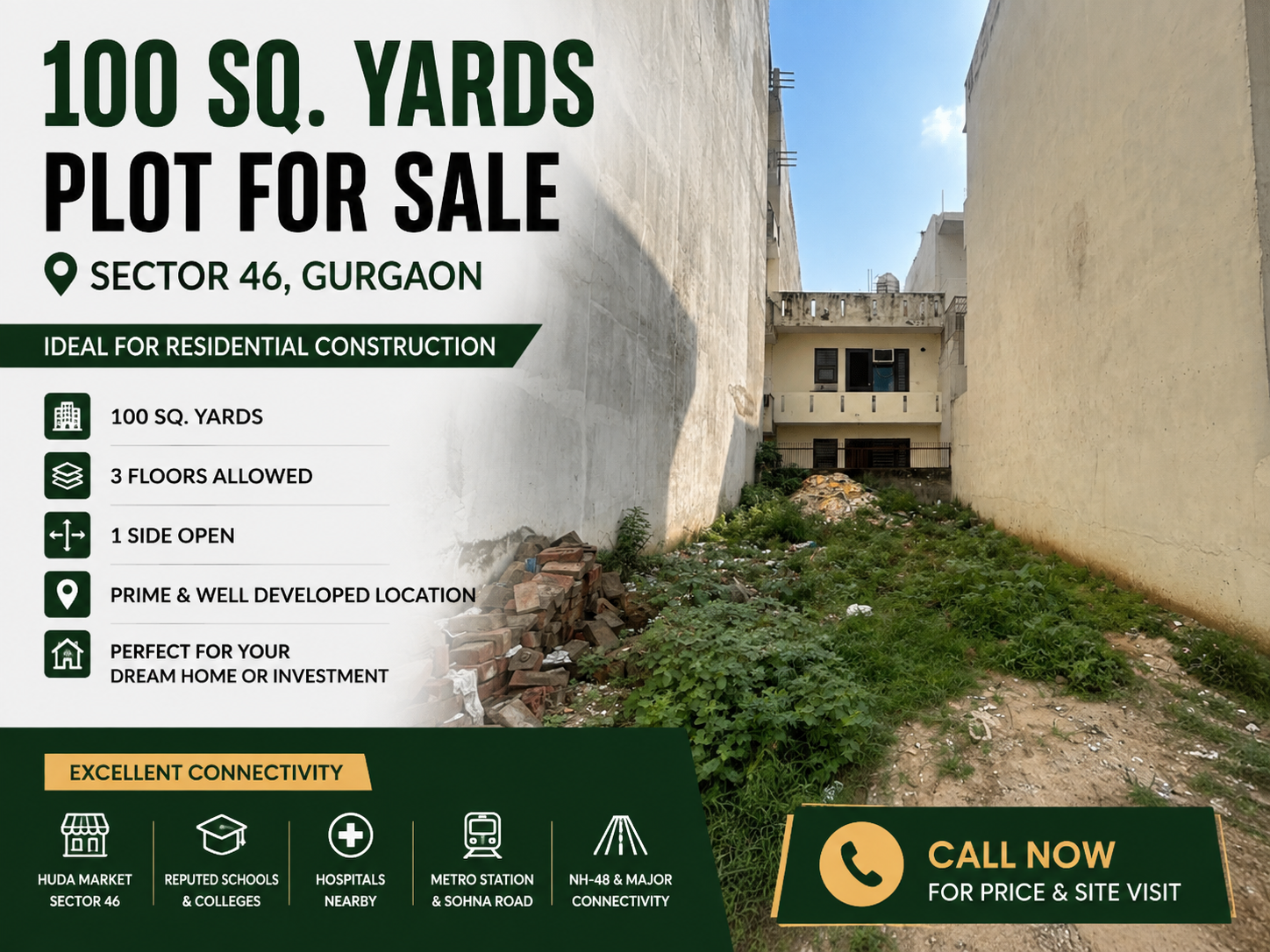 🏡100 sq yards Plot For Sale In sector 46 Gurgaon📍