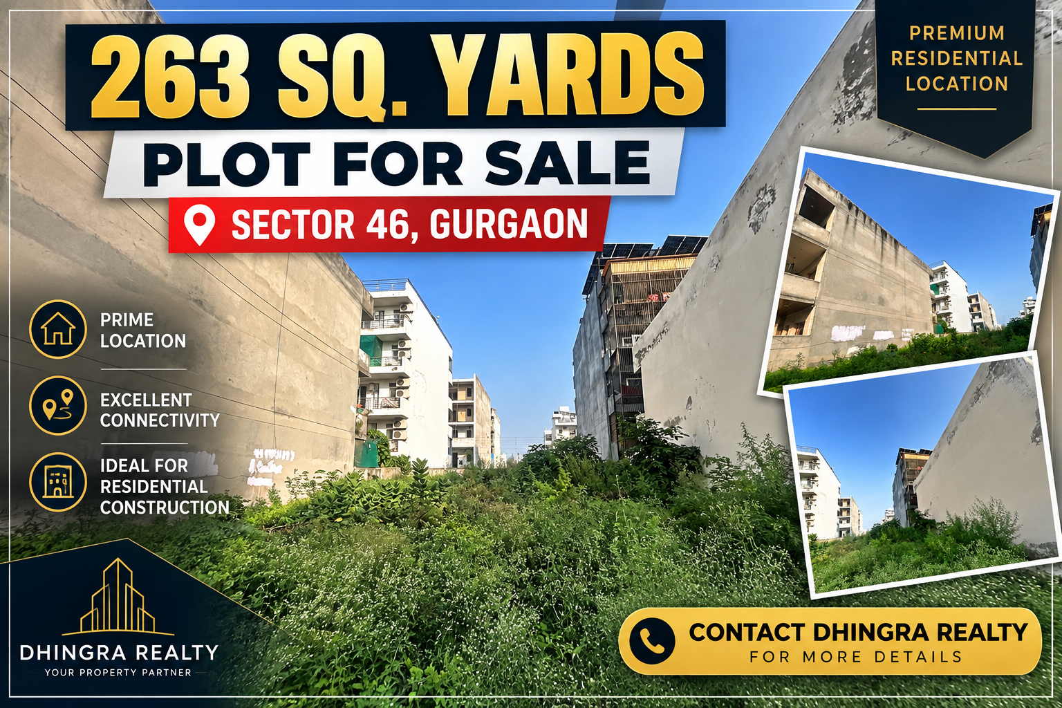 🏡 263 Sq. Yards Residential Plot for Sale – Sector 46, Gurgaon📍