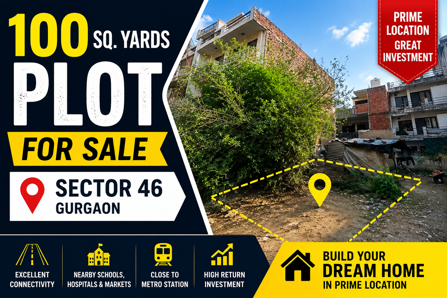 🏡Residential Plot for Sale – Sector 46, Gurgaon📍